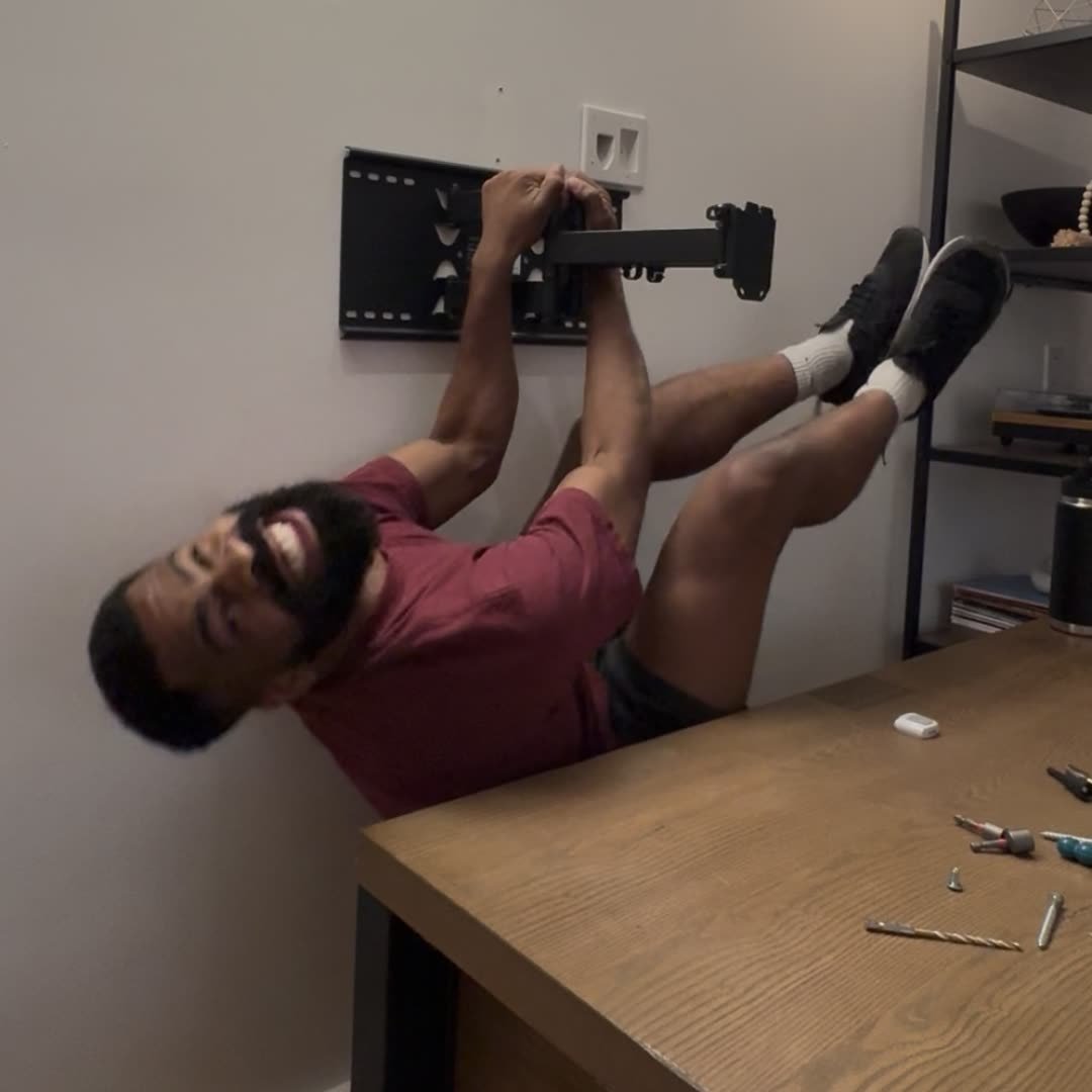 Ike hanging from a bracket