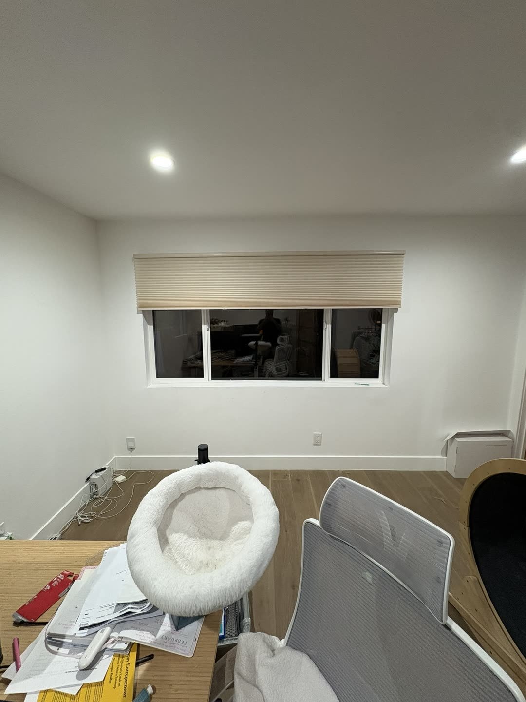 Honeycomb window shade installed